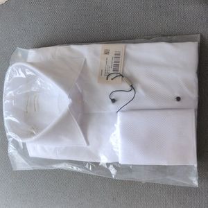 Suitsupply White Slim Fit Tuxedo Shirt Size 15